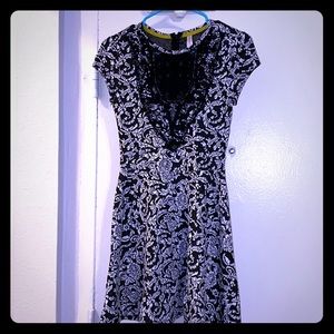 Black and White Floral Print Mini Dress
